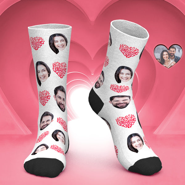 Custom Face Socks Personalized Photo Socks Valentine's Day Gift - Happy Vlaentine's Day