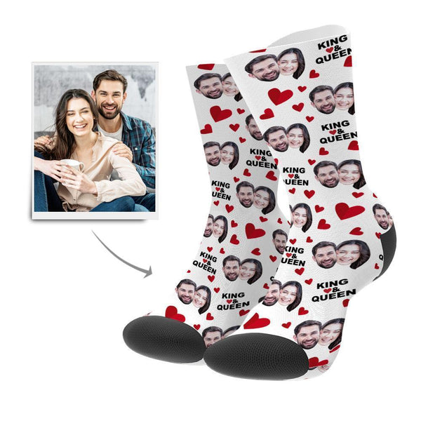 Custom Socks Personalized Love Heart Face Socks Add Pictures And Name
