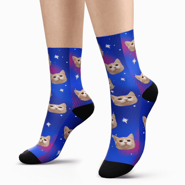 Custom Face Socks Add Pictures and Name Star Breathable Soft Socks