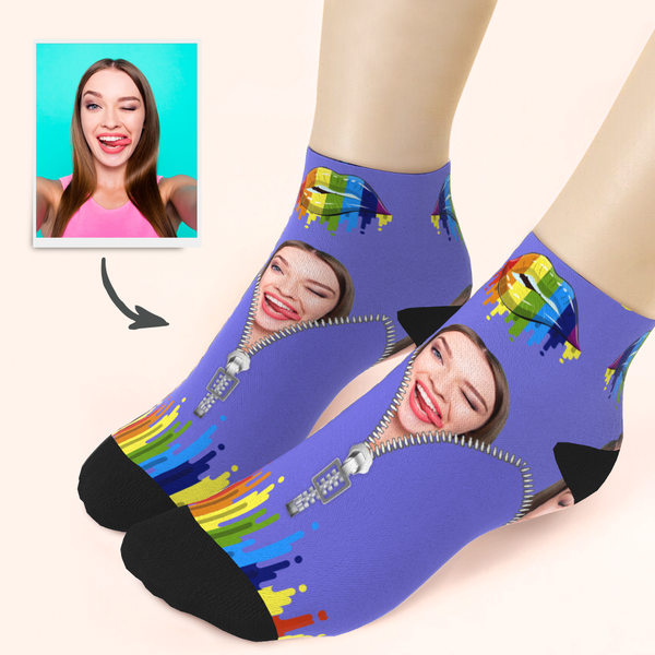 Custom Face Colorful Lip Ankle Socks