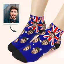 Custom Husband Face Australia Flag Ankle Socks