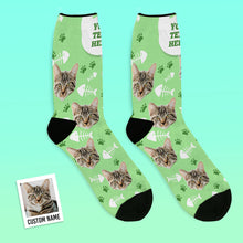 Custom Breathable Face Socks Lovely Cat Photo Socks