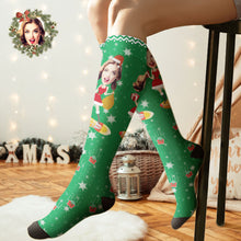 Custom Knee High Printed Picture Personalized Face Christmas Socks Pinup Girl