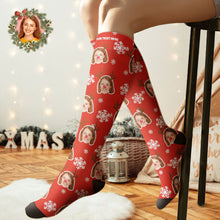 Custom Knee High Socks Personalized Moose Face Socks Christmas Gift
