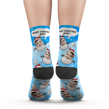 Christmas Gifts Custom Cute Face Snowman Socks With Text