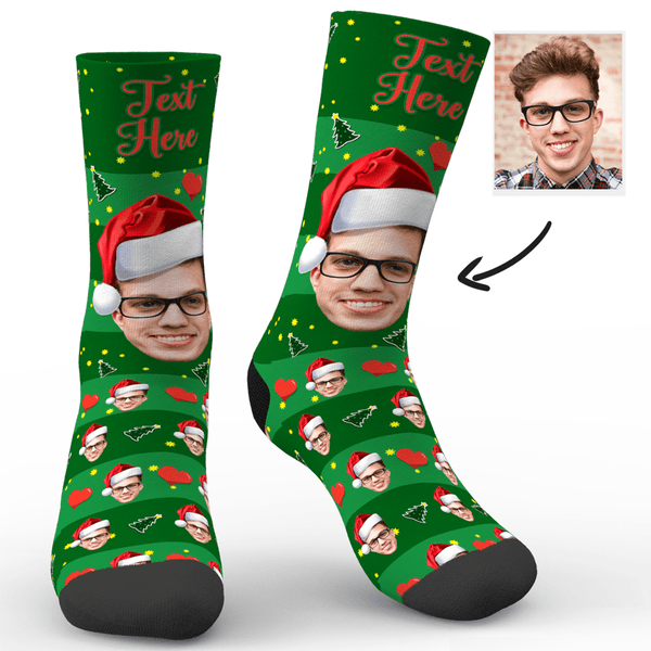Custom Face Socks Christmas Tree Photo Socks Funny Gifts