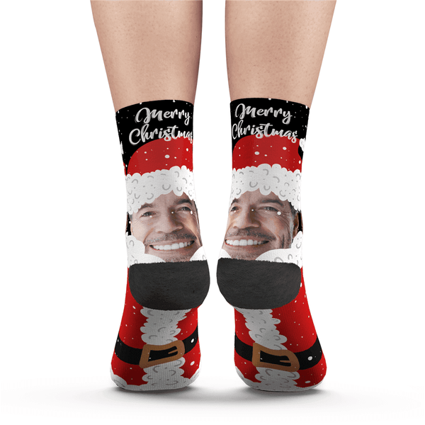 Christmas Custom Cute Santa Claus Socks With Text