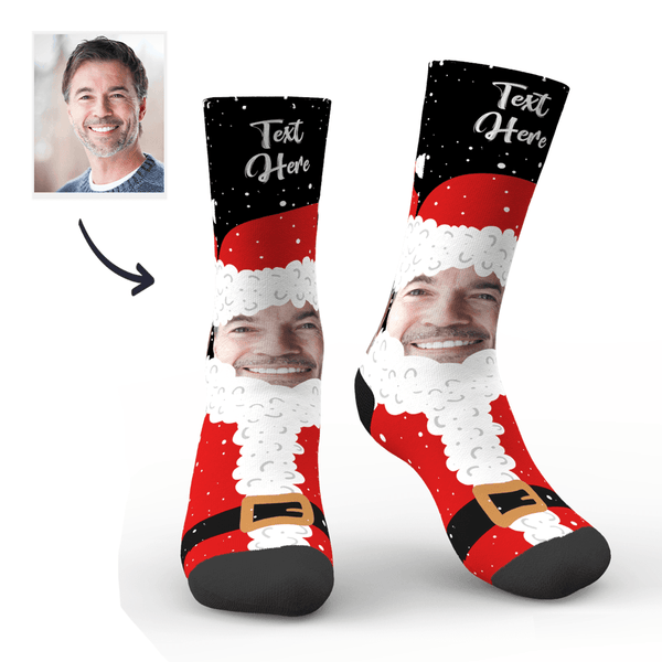 Christmas Custom Cute Santa Claus Socks With Text