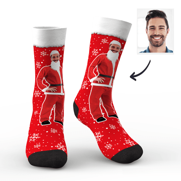 Christmas Gifts Custom Face On Santa Claus Body Socks