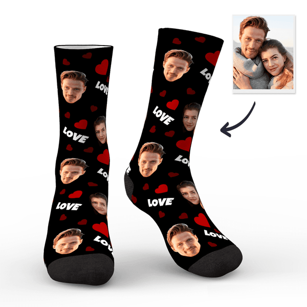 Custom Love And Face On Socks CWZ439 - Red