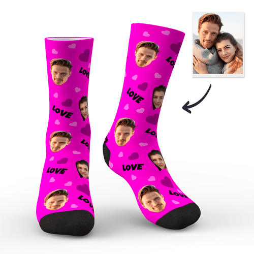 Custom Love And Face On Socks CWZ439 - Pink