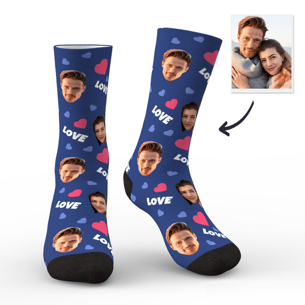 Custom Love And Face On Socks CWZ439 - Black