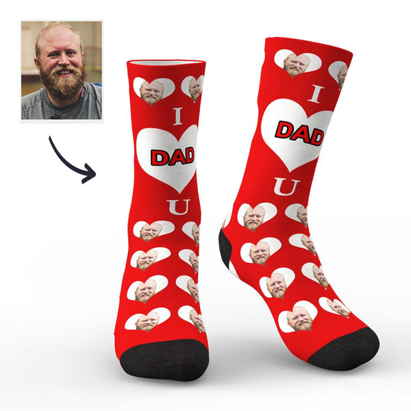 Custom Face Socks I Love Dad Colorful