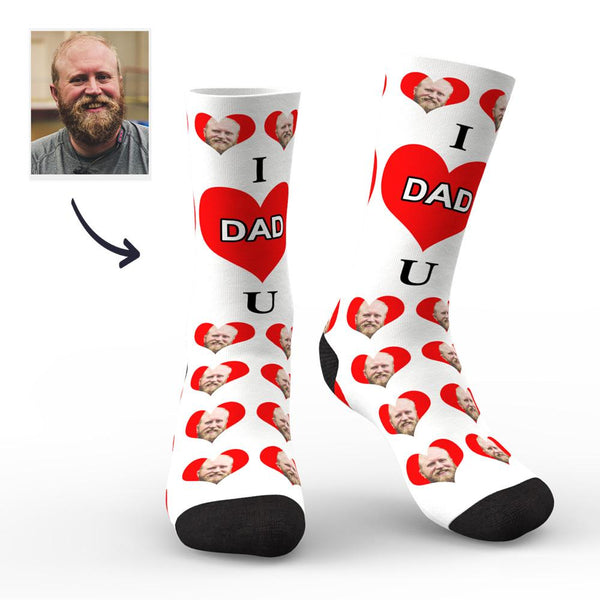 Custom Face Socks I Love Dad Colorful