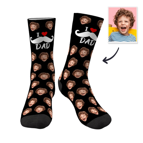 I Love Dad Custom Face Socks Father's Day Gifts