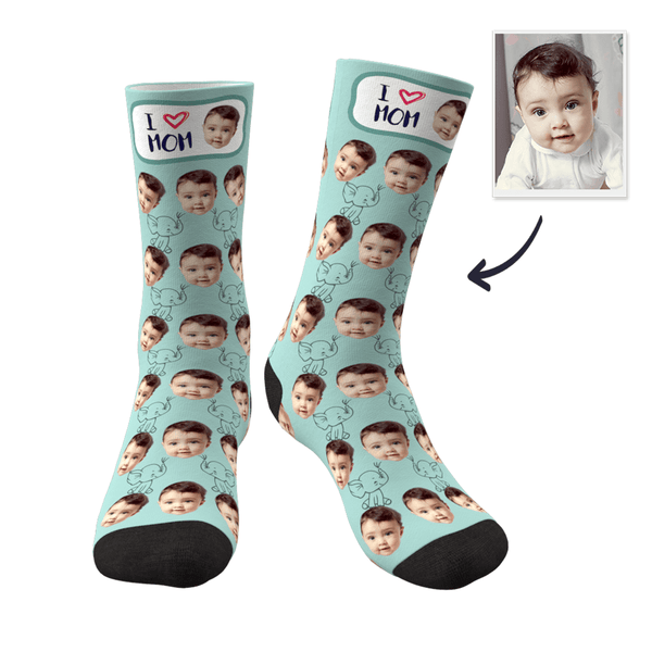 Custom Face Socks Elephant I Love Mom Best Gifts For Mom