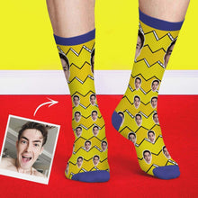 Lightning Striped Face Socks Personalized Photo Socks