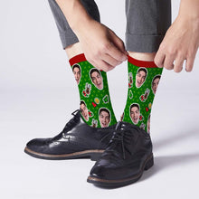 Custom Christmas Socks Dog Face Dots Photo Socks