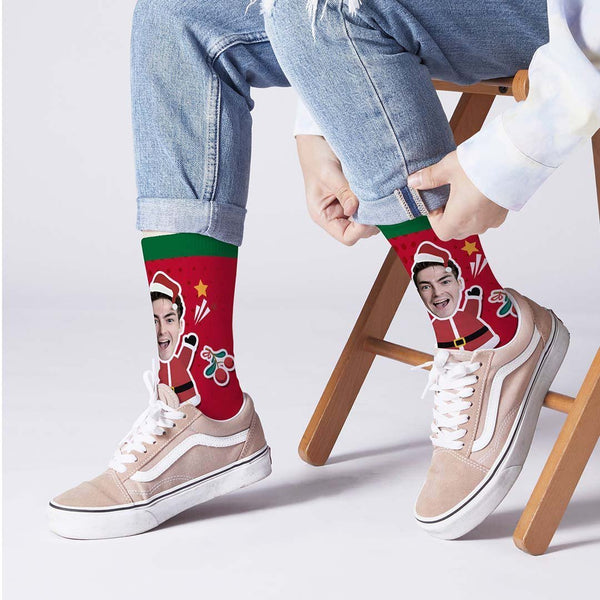 Christmas Custom Socks Face On Santa Claus Women Body
