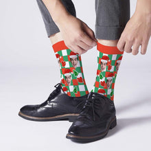 Custom Santa Hats Face Socks Heart Plaid
