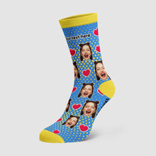 Dots and Heart Custom Face And Name On Socks Gift