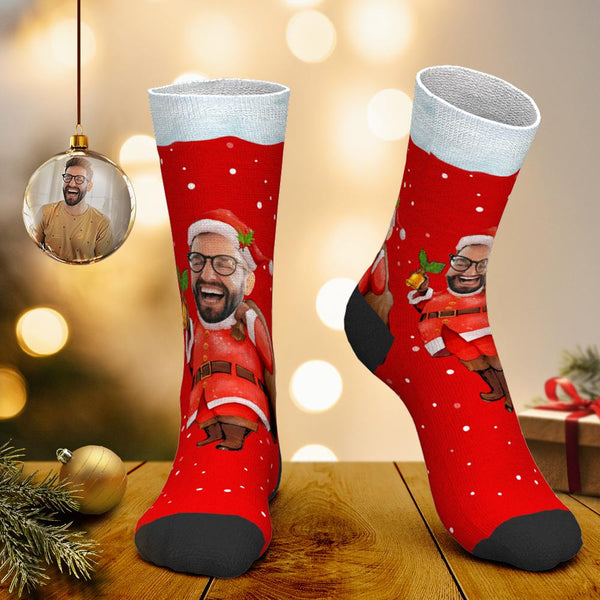 Custom Cute Santa Claus Socks Christmas Gift Cut Dog