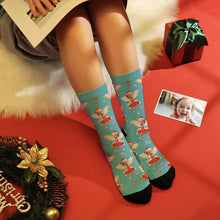 Personalized Photo Blue Elf Socks With Stars