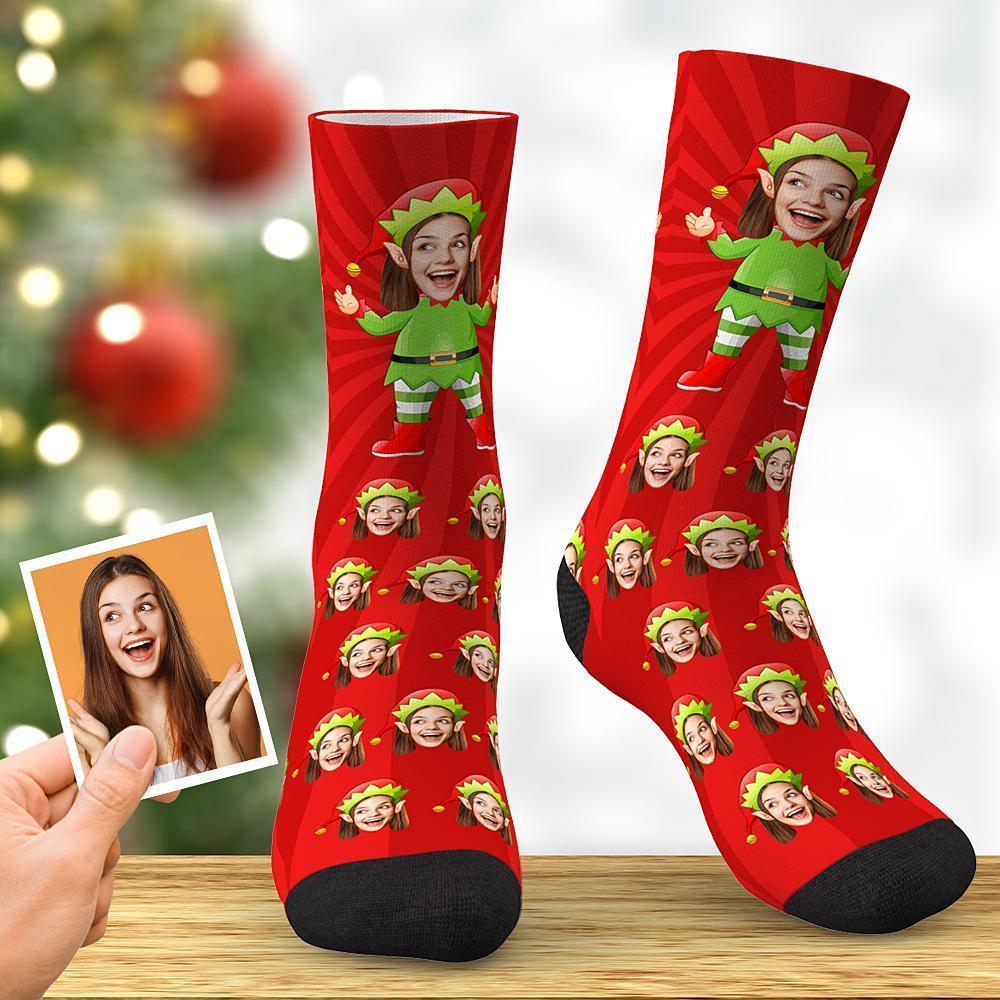 Custom Face Special Gift Elven Socks Red Best Gift For Her