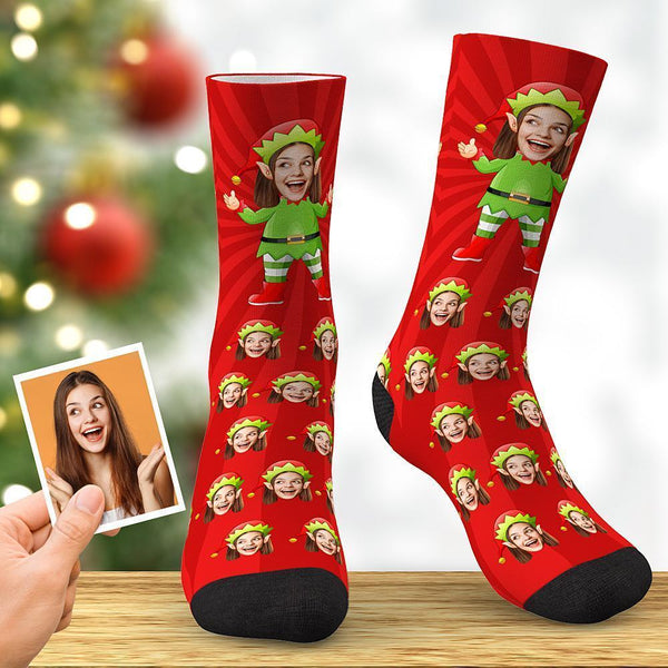 Custom Face Special Gift Elven Socks Red Best Gift