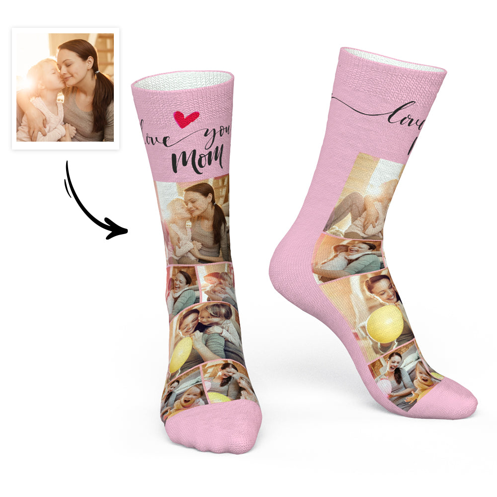 Mother's Day Gift - Custom Photo Socks Love You Mom
