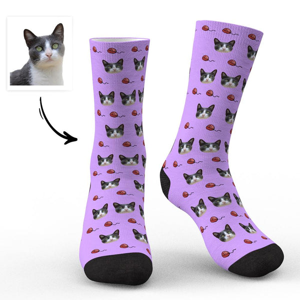 Custom Face Socks Unique Cat Photo Socks Funny Gifts For Pet Lovers - Cats