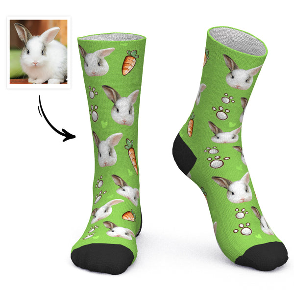 Custom Socks Face Socks Rabbit Carrot