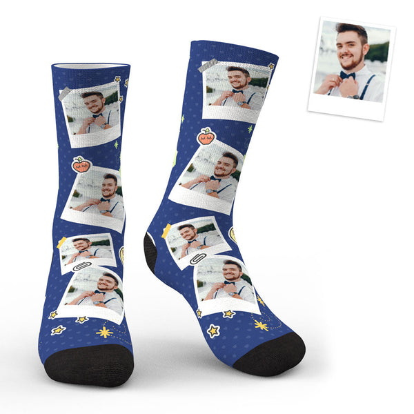 3D Preview Personalized Sticky Note Mark Custom Photo Socks - SantaSocks