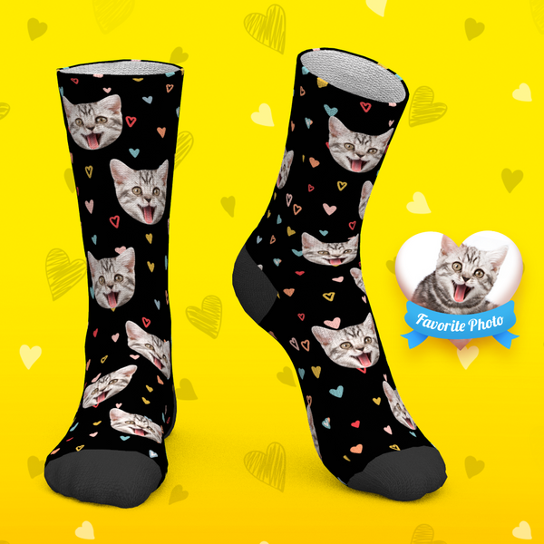 Custom Socks Face Socks Colorful Hearts