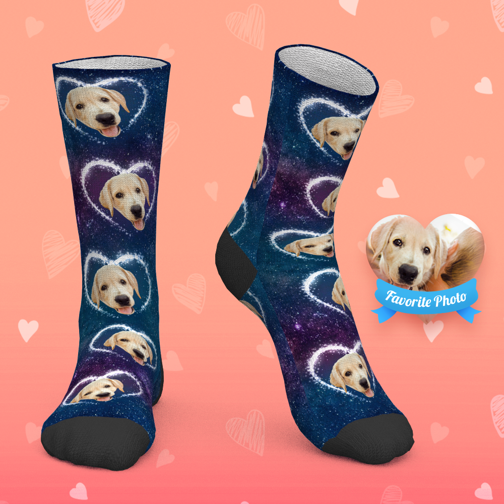 Custom Socks Personalized Face Socks Love Galaxy