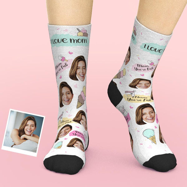 Custom Face Socks Add Pictures And Name Mother's Day Gift - Mum You're Fab