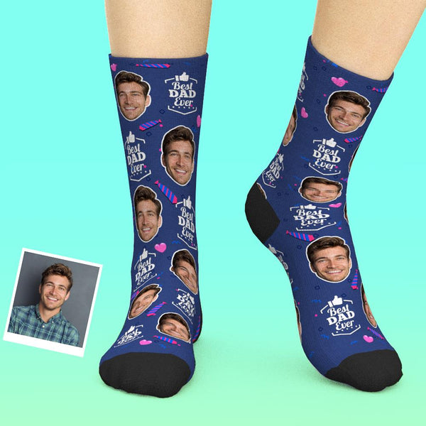 Custom Face Socks Add Pictures And Name Father's Day Gift - Best Dad Ever