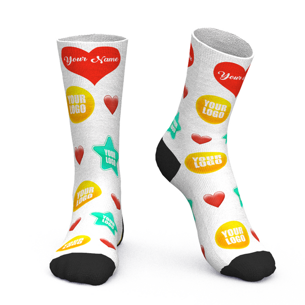 Custom Logo Socks Add Logo And Name Personalized Company Gifts - Heart