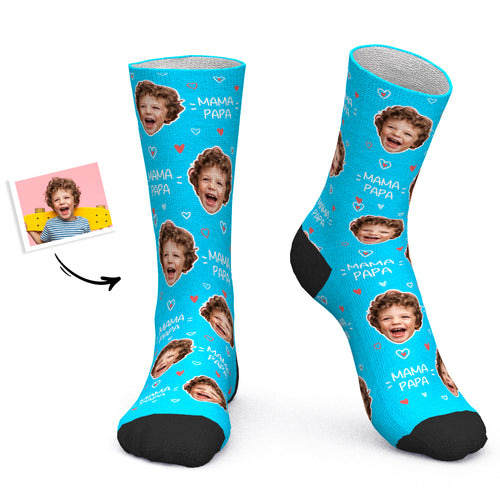 Mother's Day Gift - Custom Socks Personalized Photo Socks MAMA and PAPA