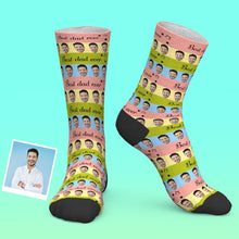 Custom Socks Personalized Photo Socks Best Dad Ever Stripe Element