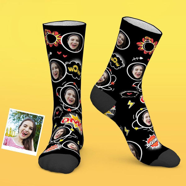 Custom Socks Personalized Photo Socks Pop Art Put your Face on Funny Socks