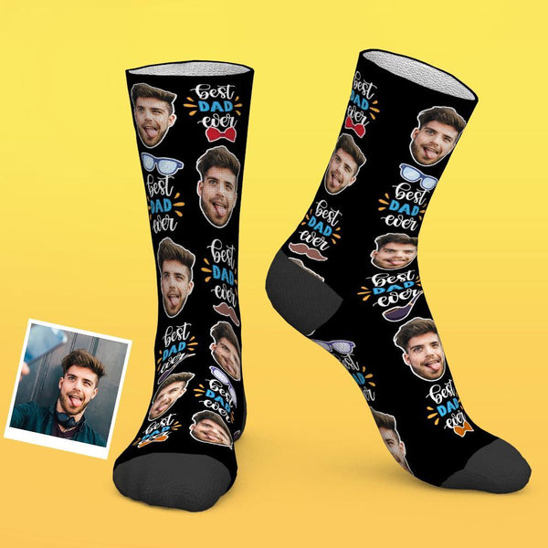 Custom Photo Socks Best Dad Ever With Bow Tie And Eye Elements