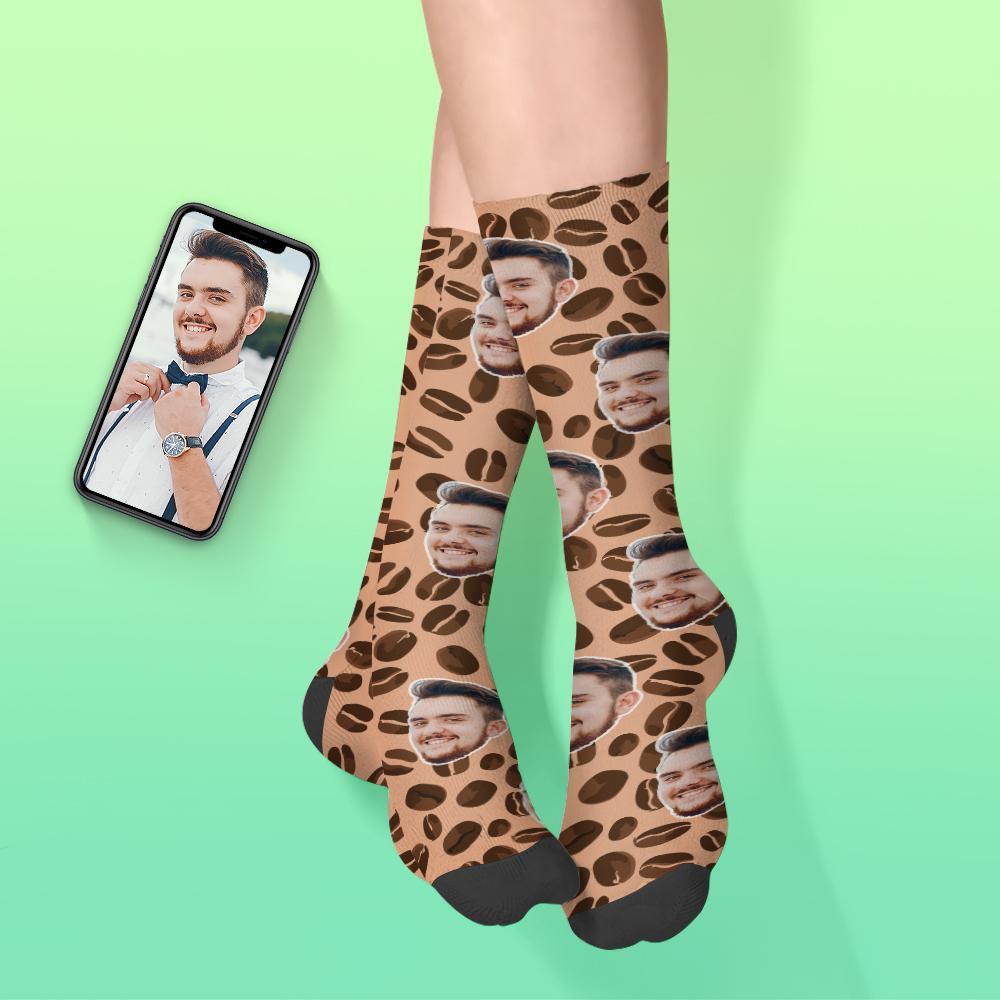 Custom Face Sock Personalized Funny Coffee Beans Sock
