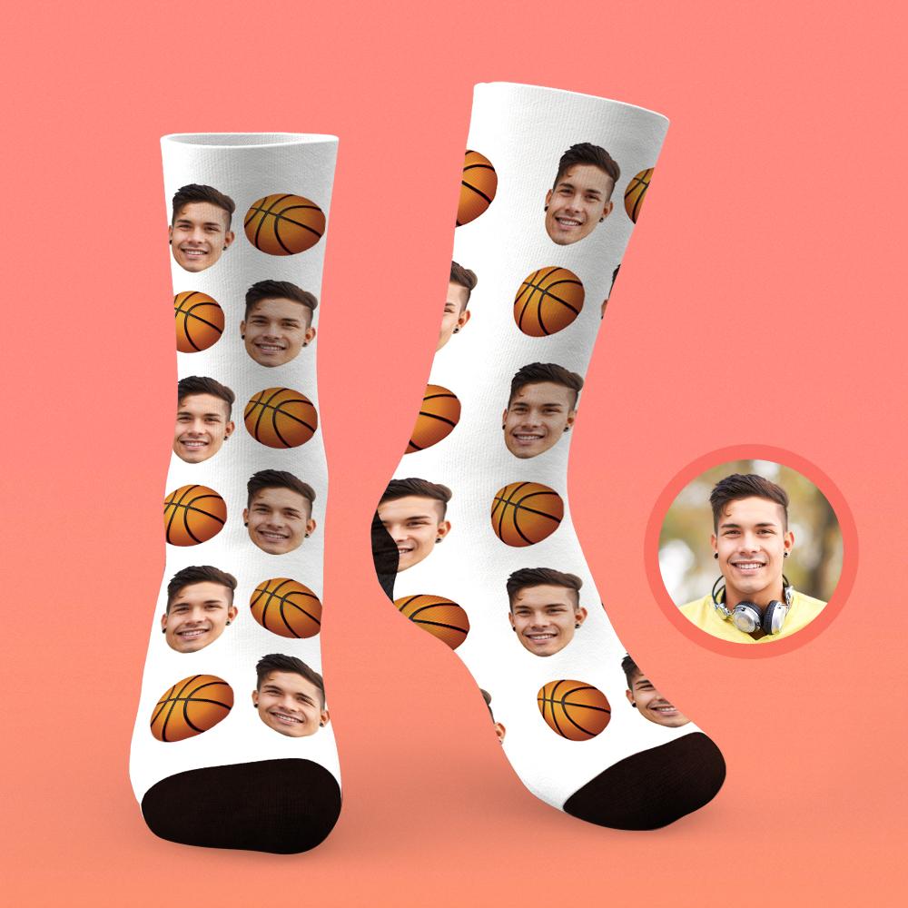 Custom Face On Socks Personalized Photo Socks Best Sports Fan's Gifts Idea - Basketball