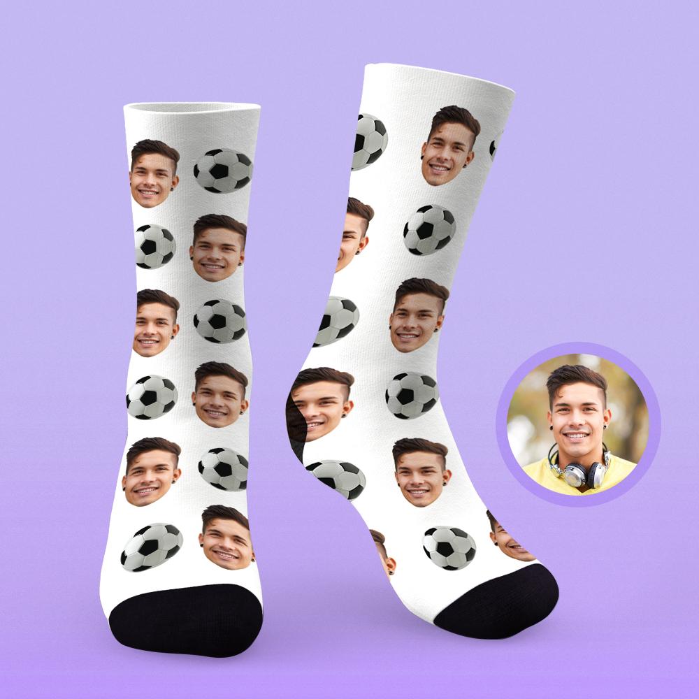 Custom Face On Socks Personalized Photo Socks Best Sports Fan's Gifts Idea - Football