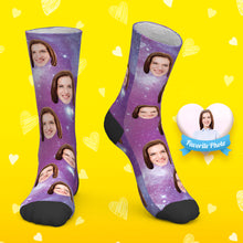 Custom Socks Personalized Photo Socks Purple Starry Sky