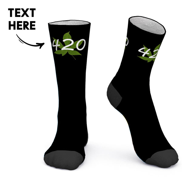 Custom Socks Personalized Socks with Text Green Leaves