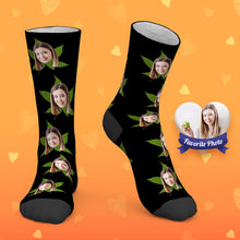 Custom Socks Personalized Photo Socks Green Leaves
