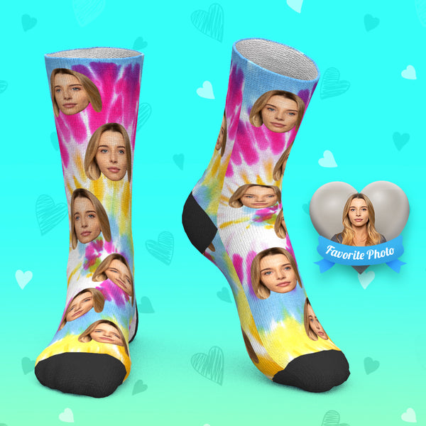 Custom Socks Personalized Photo Socks Colourful Tie Dye Socks