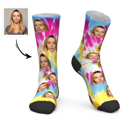 Custom Socks Personalized Photo Socks Colourful Tie Dye Socks